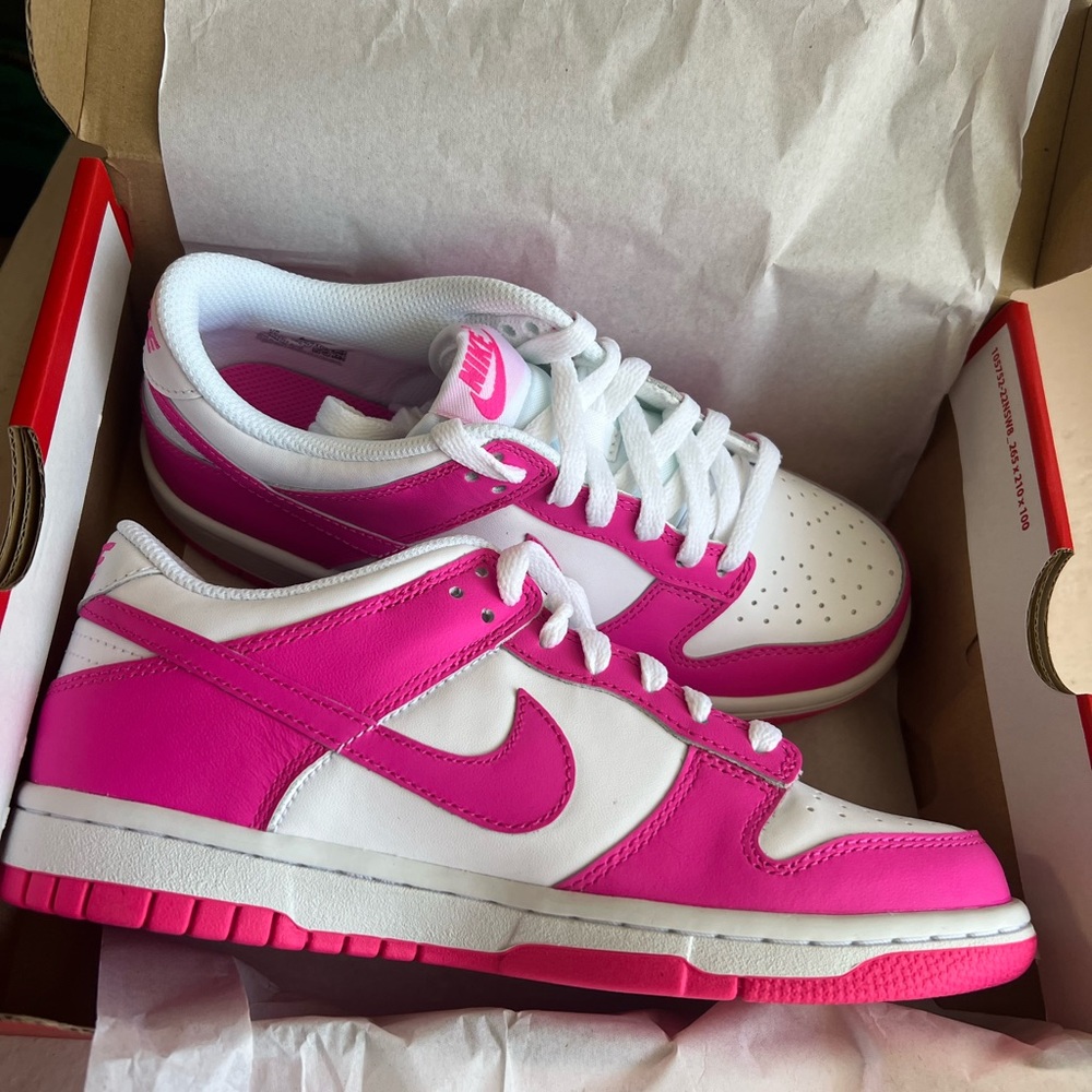 Brand New Nike Dunks-White/Laser Fuchsia size 5